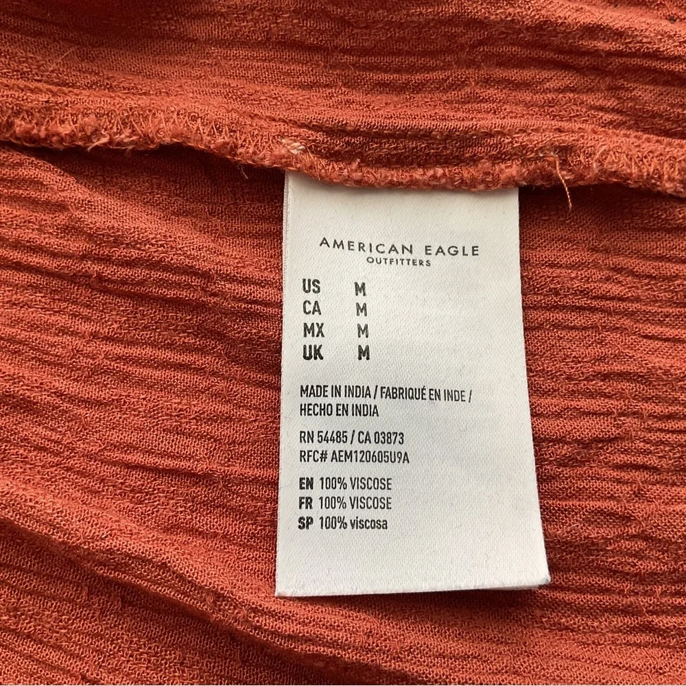 American Eagle Women’s Burnt Orange Ruffled Blouse. Size M - Picture 4 of 5